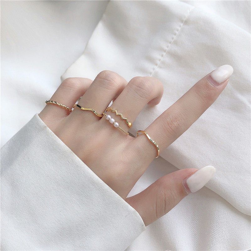 Finger Rings Stylish Japanese Korean Wavy Personalized Finger Ring Set Price in BD